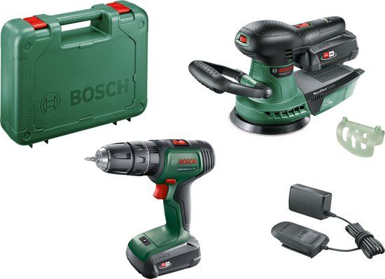 Bosch Groen Bosch Gereedschapscombiset - UniversalImpact 18 accuklopboorschroevendraaier - AdvancedOrbit 18 excentrische schuurmachine - Met 2x 18 V accu en lader - Incl. koffer