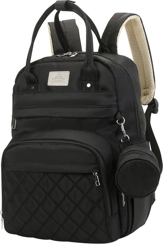 Luxegoed® Luiertas Rugzak - Zwart - Compleet met Verschoonmatje, Buggy Haken & Spenenetui