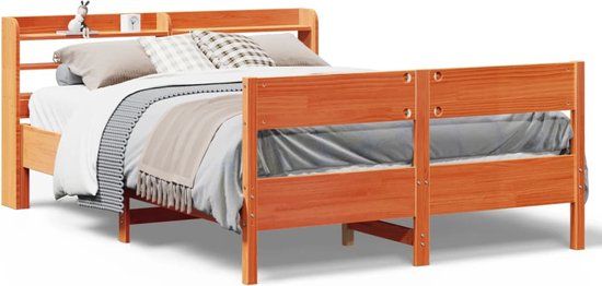 vidaXL Bedframe massief grenenhout wasbruin 150x200 cm
