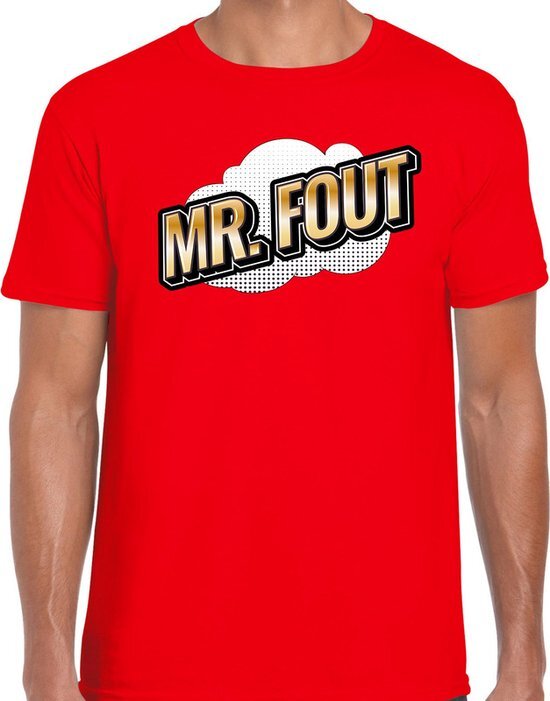 Bellatio Decorations Mr. Fout fun tekst t-shirt voor heren rood in 3D effect L