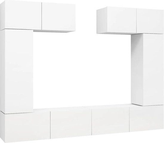 vidaXL 6-delige Tv-meubelset bewerkt hout wit