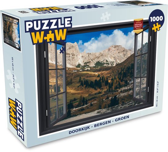 MuchoWow Puzzel Doorkijk - Bergen - Groen - Legpuzzel - Puzzel 1000 stukjes volwassenen