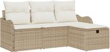 vidaXL Salon de jardin en polyrotin beige et crème