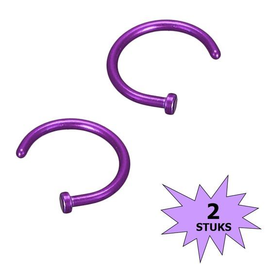 Fako Bijoux® - Neuspiercing - Open Ring - 10mm - Paars