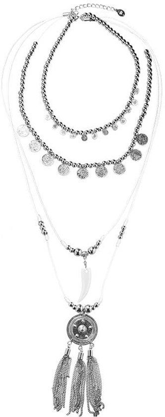 Joboly Ibiza boho ketting coin - Dames - Wit - 85 cm