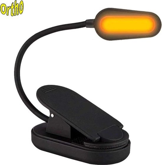 Ortho Ortho® - Nieuw!! Amber boek leeslampje - Geen blauw licht! Boekleeslampje met klem - Voorkomt slaapproblemen en wakker liggen - USB Led lampje - Nachtlamp kinderkamer