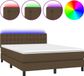 vidaXL Boxspring met matras en LED stof donkerbruin 140x200 cm