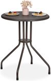 Merkloos Relaxdays Tuintafel, rond, H x D: 73 x 60 cm, rotanlook, voor buiten, van kunststof en staal, bruin