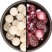Merkloos / Sans marque Kaemingk B.V. Kerstballen Wol Wit en Roze - 74x stuks - 6 cm - Kunststof - onbreekbaar - kerstversiering