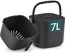 SONGMICS Plastic Compostbak, 7L, Geurvrij Deksel LEOS Organische Afvalbak met Afvoermand, 24 x 22 x 19,5 cm, Zwart