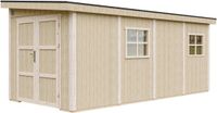 Timbela M940B - LP SmartSide abri de jardin sur base bois - 11,47 m² - 530x248xH231 cm - sans plancher et paroi latérale (total 3 parois)