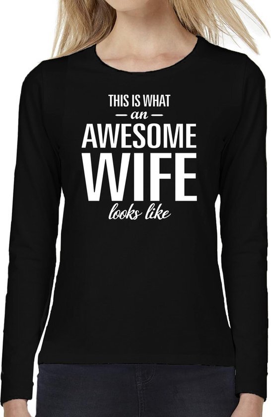 Bellatio Decorations Awesome wife / vrouw cadeau t-shirt long sleeves dames S