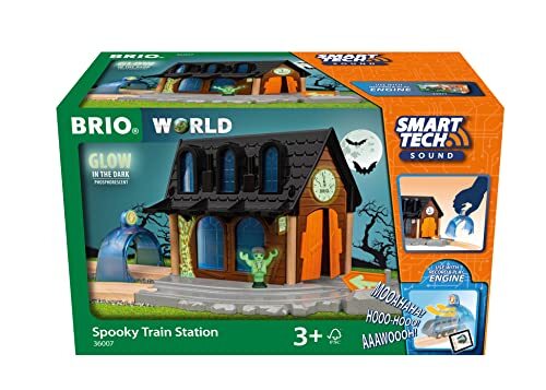 Ravensburger Verlag GmbH BRIO World 36007 Smart Tech Sound Geisterbahnhof - Leuchtet im Dunkeln und kompatibel mit der Smart Tech Sound Reihe von BRIO - Interaktives Spielzeug empfohlen für Kinder ab 3 Jahren