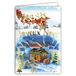 Afie 61-5673 Kerstkaart met envelop en verguld in glanzend goud, glinsterend, slee, rendier, kerstman, distributie van geschenken, open haard, huis, onder de sneeuw, dennenboom