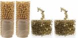 Decoris Kaemingk B.V. Set van 2x gouden kralenslingers kerstslingers 10 meter en 2x Kerstboom sterren folie slingers goud