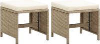 vidaXL Tuinkrukken 2 st met kussens poly rattan beige