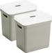 Sunware Sigma Home opbergboxen met deksel - 2 stuks - 25 liter - lichtgroen - kunststof - 35 x 25 x 36 cm