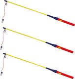 Eddy Toys Lampionstokjes - 3x - rood/blauw/geel - met lichtje - 50 cm