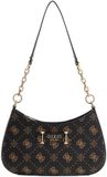 GUESS Carrie Logo Top Zip Shoulder Bag Espresso Logo donkerbruin