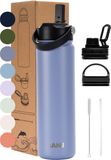 VANN® 3-Wandige RVS Drinkfles 650 ML met rietje voor volwassenen – Met 5 accessoires – Thermosfles – 24 uur koud/12 uur warm – Twilight Bloom – VANN Ultimate Bottle®