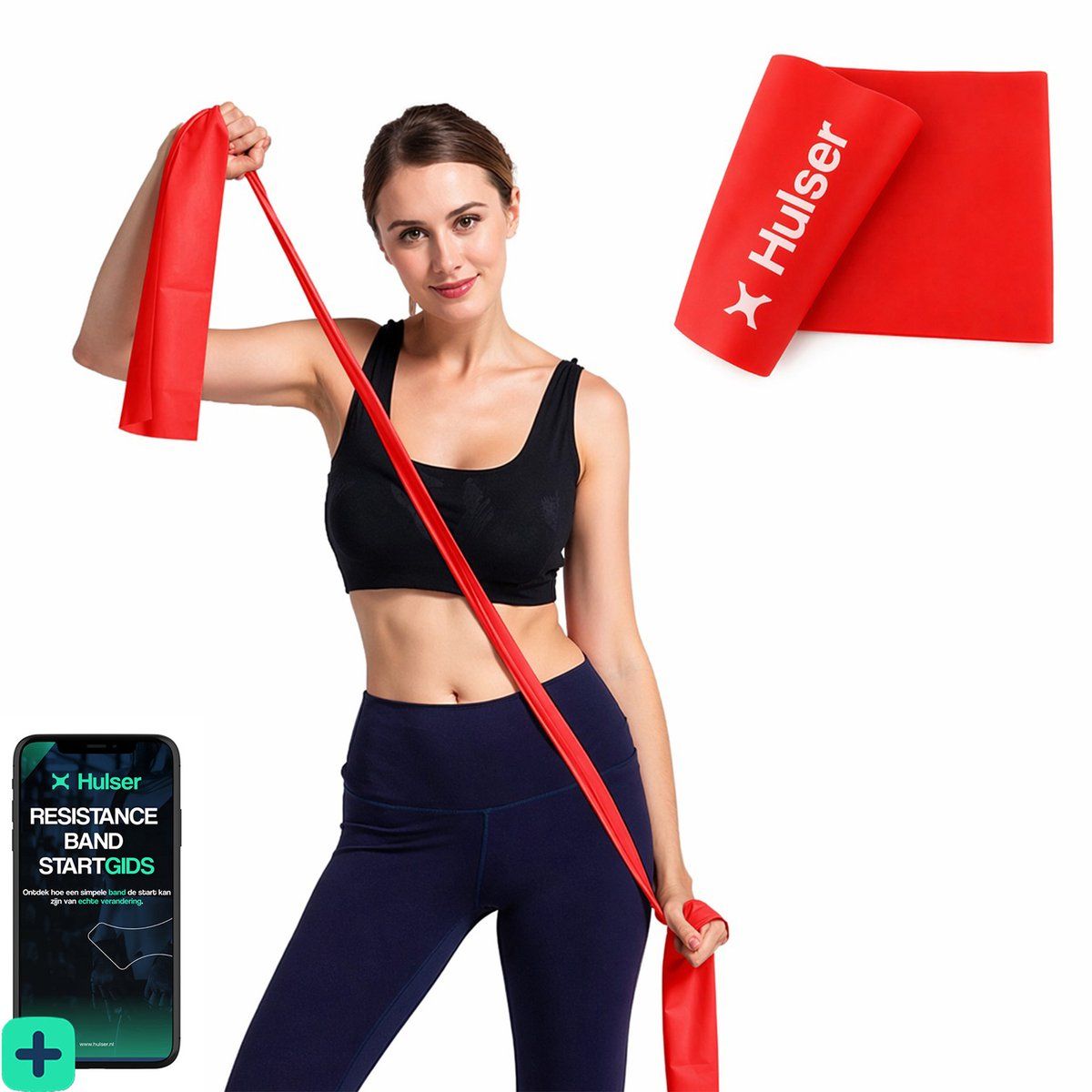 Hulser Lange Resistance band - 9 tot 13,5 kg - 200 cm - Met digitale startgids - Stretch elastiek - Fitness weerstandsband - Thera band - Theraband - Weerstandselastiek - Pilates bands - Oefenband - Rood