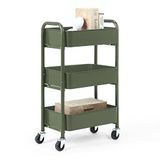 SunnyPoint 3-Tier Delicate Compact Rolling Metal Storage Organizer