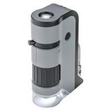 Carson MP-250 MicroFlip 100-250x LED-verlichte zakmicroscoop met digiscoping-adapterclip voor smartphones, grijs
