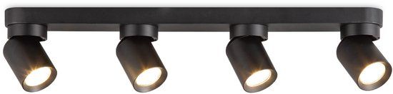 Home Sweet Home Moderne LED Rond Opbouwspot Swing - Zwart - 60/10/10cm - 4 lichts plafondspot - Metaal