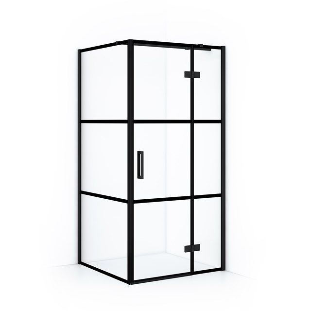 Maxaro Douchecabine Diamond 100x90cm 8mm Helder Veiligheidsglas met Zwarte Strepen Mat Zwart