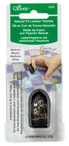 Clover Natuurlijke pasvorm, 3, Naadloze vingerhoedje, Zwart, Medium, Binnenafmetingen 5/8\" 16mm