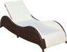 Lit de jardin avec coussin poly rotin marron