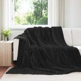 VidaXL Gooi deken zwart 240 x 220 cm 1.47 kg fleece