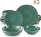 Happyment Ornamenta Ornate Tafelset – 48-delig – voor 12 personen – Groen keramiek – Dinerborden – Kleine borden