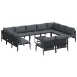 vidaXL Tuinbank - Set - 12 - st - Zwart - Staal