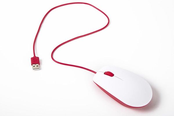 Raspberry Pi SC0165 - Muis - Ambidextrous - USB Type-A - Optisch - Rood/Wit