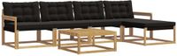 vidaXL Bank loungeset 5 zitplekken Wit en zwart Acacia hout