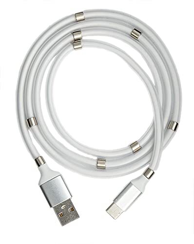 Systems USB 3.1 zelfoprollende kabel 1 m type C stekker naar 2.0 type A stekker in wit