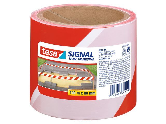 TESA Signal Waarschuwings- en markeerlint - Rood-Wit - 80 mm x 100 m