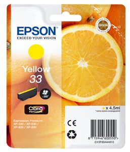 Epson T3344 / C13T33444010 - Inktcartridge - Geel - 4 ml - 300 pagina's - voor XP-530, XP-630, XP-635, XP-830