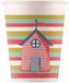 Procos 90235 partybekers huis van karton, 8 stuks, wit, rood, geel