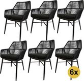 AVH-Collectie Set van 6 Chianti dining tuinstoel zwart rope