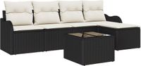 vidaXL Tuinbank Set Zwart Poly Rattan 3 Zitplaatsen