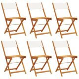 VidaXL Tuinstoel Terras Gecapitonneerde zitting Acaciahout, Polyester Crème, Wit (6 stuks)