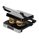 JATA JEGR1529 Digitale elektrische grill, 2000 W, grill met volledige opening van 180 graden, led-display, gemengde anti-aanbakplaten zonder PFOA, zwenkdeksel, vetopvangbak