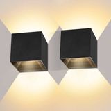 Applique murale - Cube - Lampe d'extérieur - Noir - LED - 10x10cm - 12W