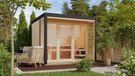 Karibu Saunahuis Buiten sauna Tuin sauna Ares 3, onbehandeld, sans accessoires, 38 mm bois massif, 277x276x232 cm, couleur métal : anthracite