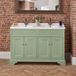 Hudson Reed Thornton Meuble de salle de bain – Vert pastel – 121 cm – Double vasque - Poignées rondes bronze huilé