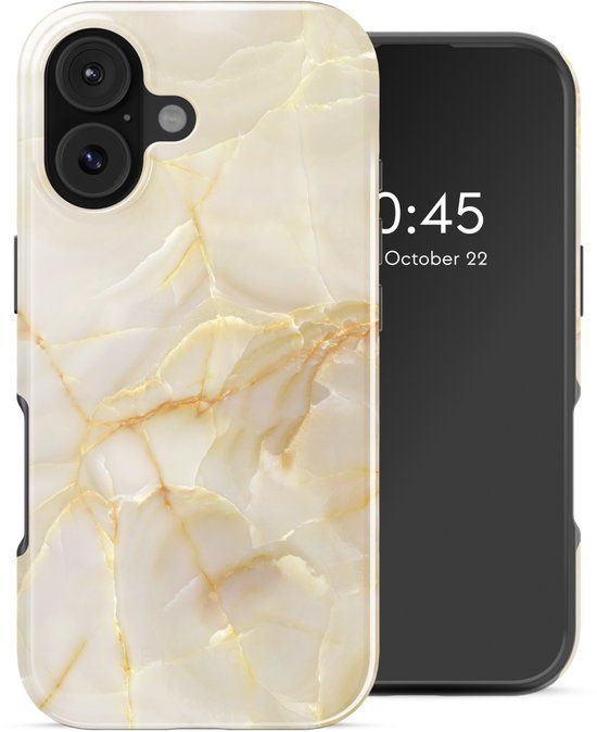 Selencia Hoesje - Geschikt voor Apple iPhone 17 - Backcover geschikt voor MagSafe - Golden Beige Marble