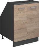 Vicco R-Line Keukenkast voor schuine wand – 60 cm met 2 deuren, kastromp 60 cm diepte Sonoma