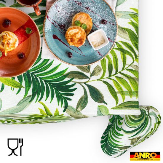 ANRO Tafelkleed Palmen Groen 280x140cm Rechte rand Afwasbaar Waterafstotend Binnen & Buiten